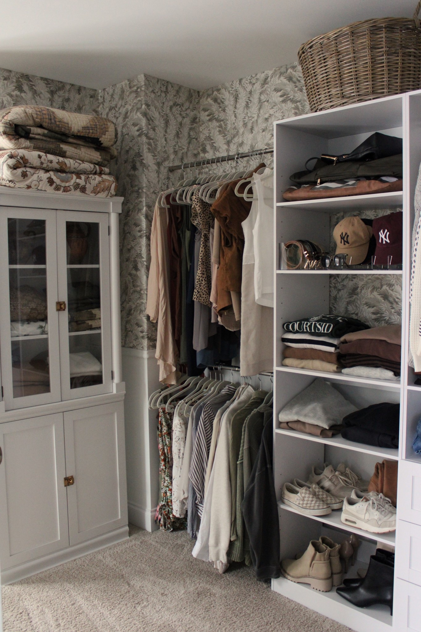 Closet ideas, closet storage, hutch, cabinet, budget friendly,
Quilts, latches 