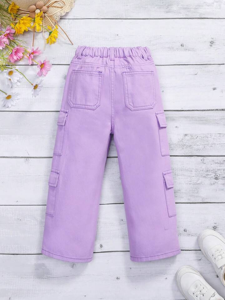 Young Girl Flap Pocket Side Jeans | SHEIN