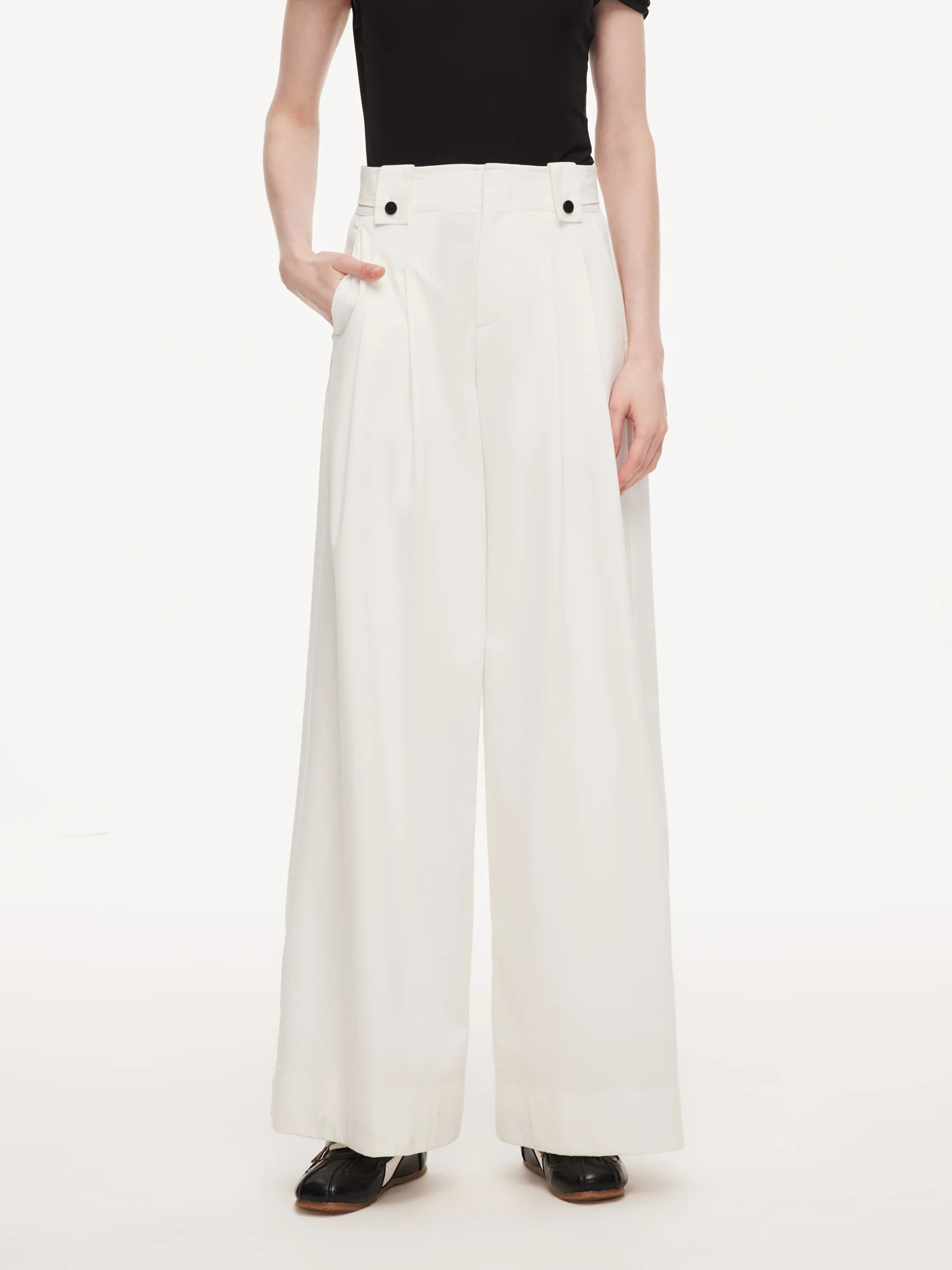 Denim Adjustable Waist Women Relaxed Straight Jeans | GOELIA