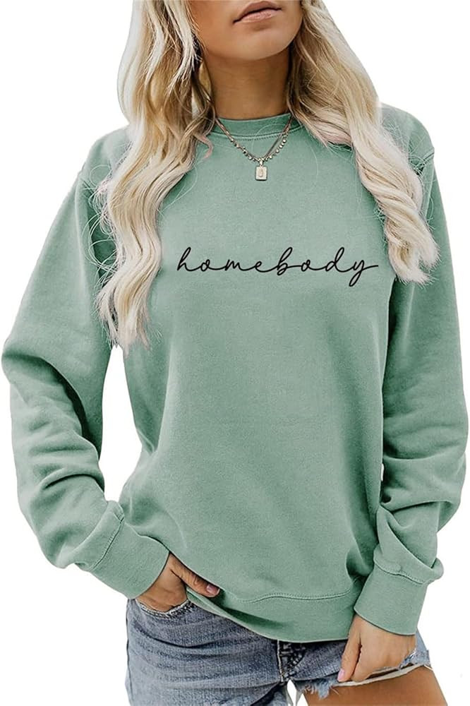 Homebody Sweatshirt Funny Letter Printed Homebody Shirts Women Casual Crewneck Homebody Pullover ... | Amazon (US)