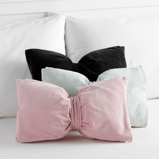 The Emily & Meritt Velvet Bow Pillows | Pottery Barn Teen