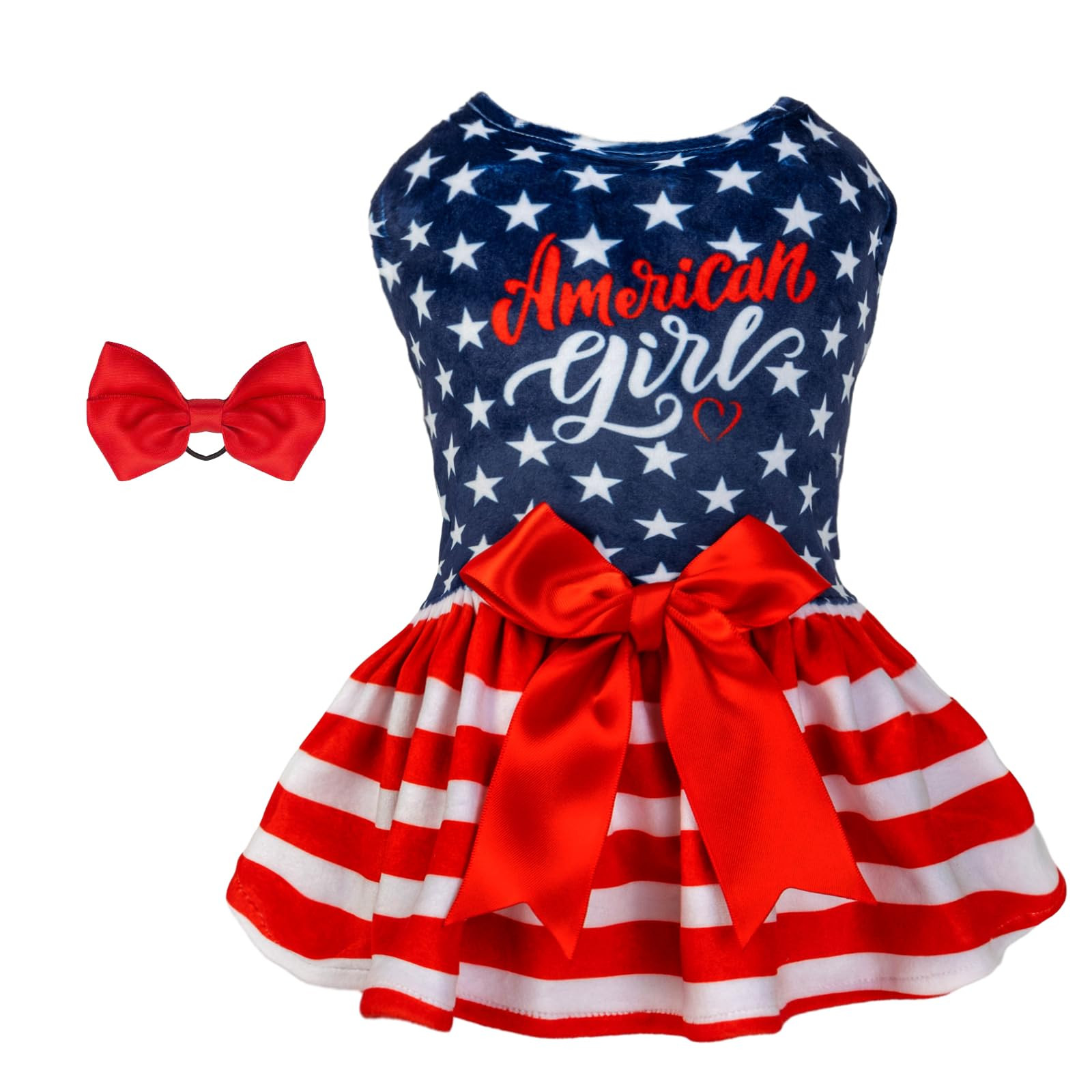 CuteBone Dog Dresses Velvet 4th of July Small Dogs Clothes Onesie Pet Apparel Girl Puppy Skirt wi... | Amazon (US)