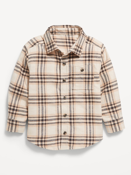 Cozy Long-Sleeve Plaid Pocket Shirt for Toddler Boys | Old Navy (US)