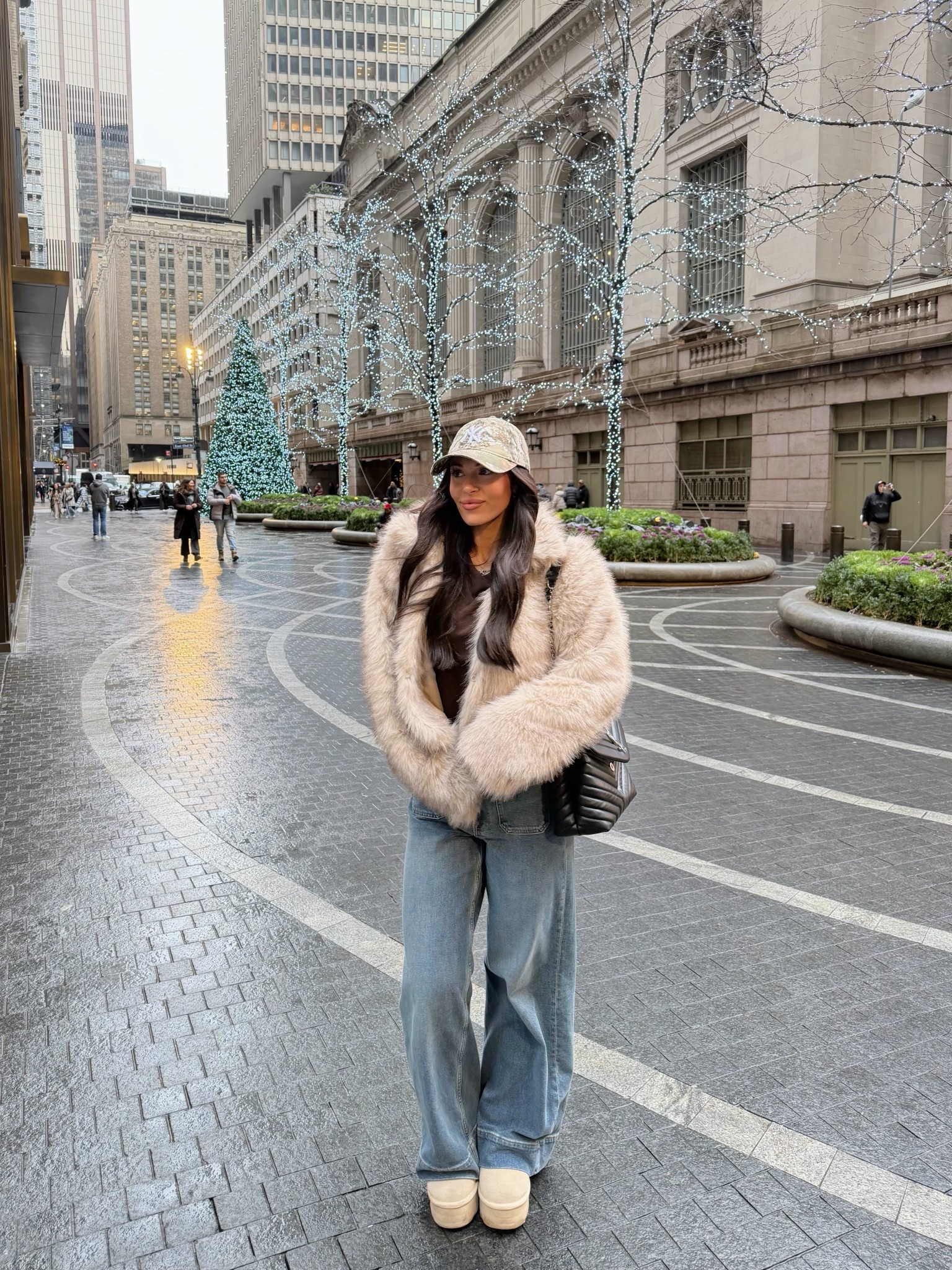 NYC winter ootd 🚕🎄❄️✨ #nycoutfit #nycootd #winterfashion #furcoat 

#LTKPetite #LTKSeasonal #LTKFindsUnder100
