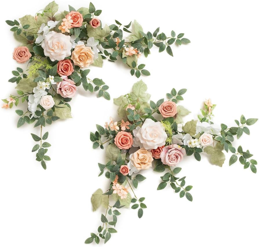 Ling's moment 2PCS Blush Pink Artificial Floral Swags Centerpieces Wedding Arch Flowers Garland G... | Amazon (US)