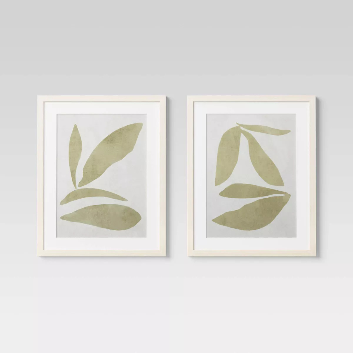 (Set of 2) 16" x 20" Leaf Framed Wall Art Set Natural - Threshold™: Botanical Drawing, Beige Fr... | Target