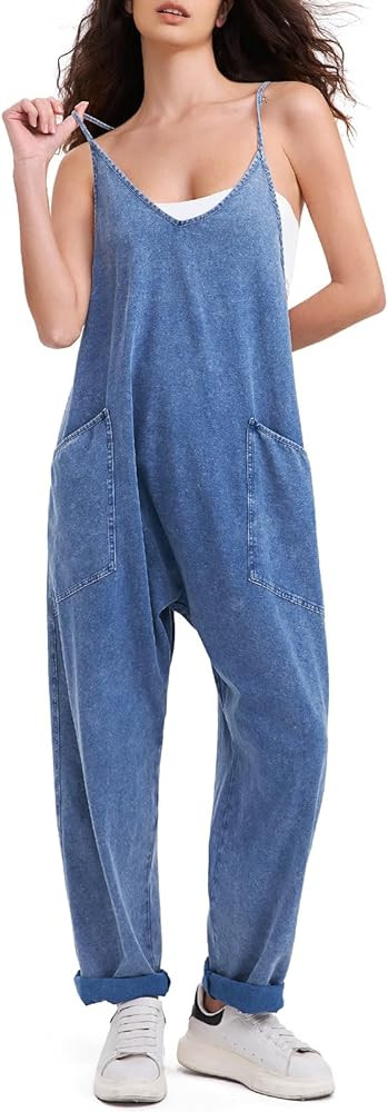 EXLURA Womens Casual Summer Jumpsuits 2025 Romper Bib Outfits Beach Vacation Denim Trendy Fashion... | Amazon (US)