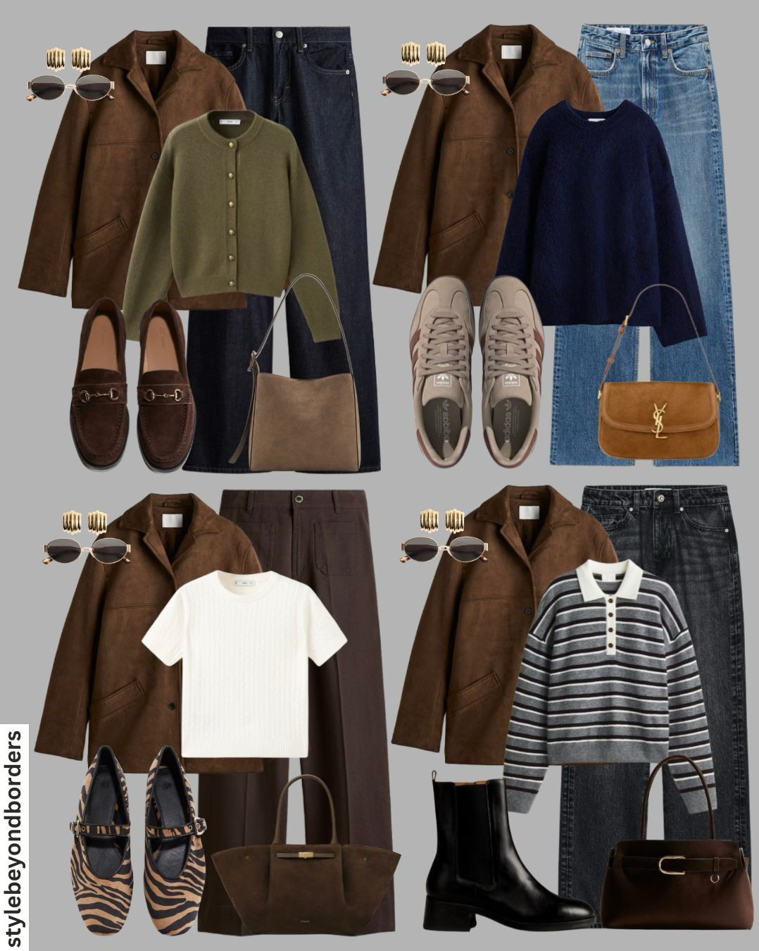 Suede jacket styling for fall 🤎🍂😮‍💨


Tags: oversized suede jacket, olive cardigan, suede loafers, blue mohair jumper, adidas gazelle, white cable knit short sleeve cardigan, ballet flats leopard print, striped oversized polo shirt, black regular straight leg jeans,
Wide leg blue denim jeans, leather ankle boots, suede bag, DeMellier, H&M, Zara, Mango, Adidas

#LTKwinter #LTKstyletip #LTKautumn