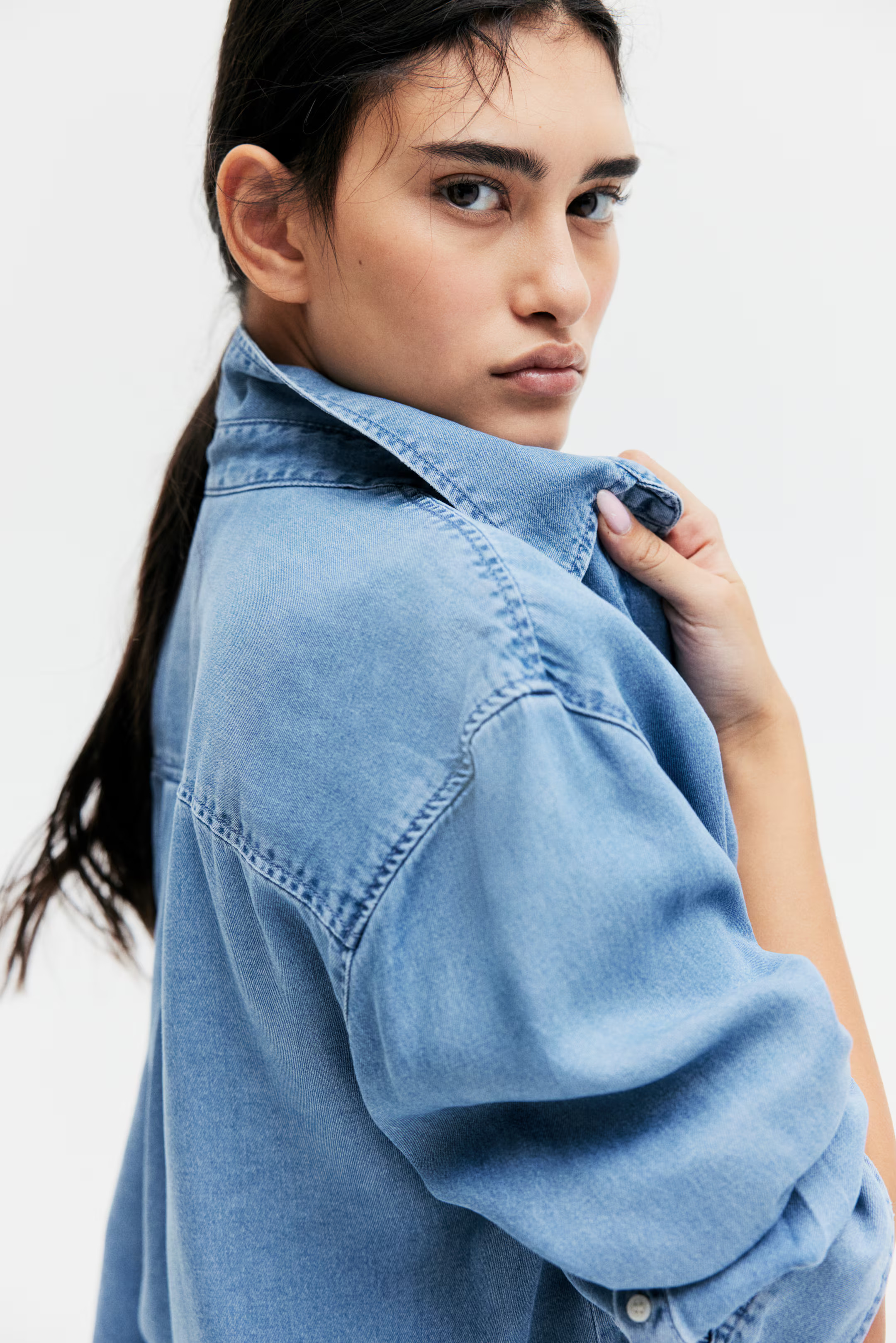 Lyocell Denim Shirt - Denim blue - Ladies | H&M CA | H&M (US + CA)