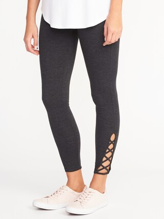 Lattice-Hem Ankle Leggings for Women | Old Navy (US)