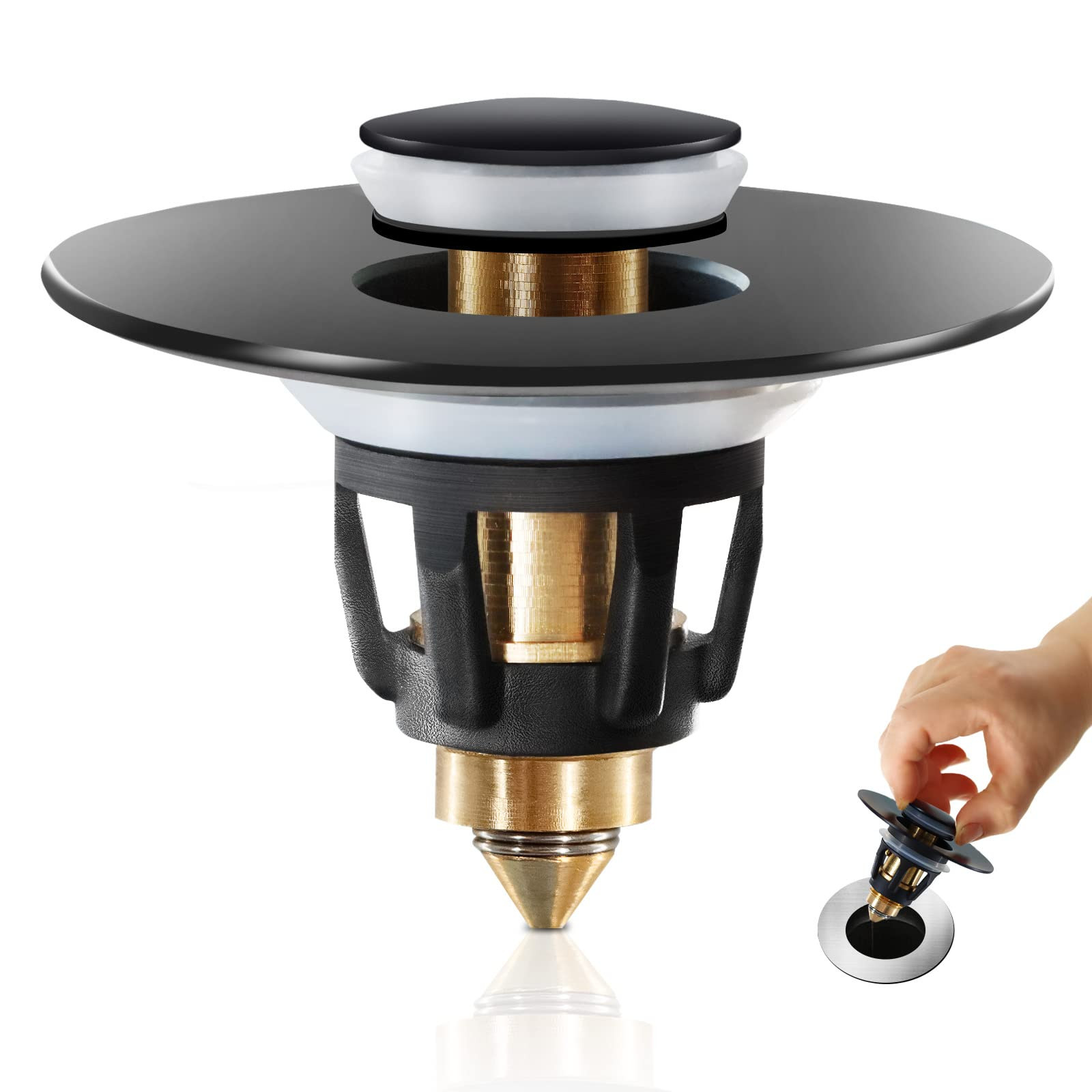 Black Bathroom Sink Stopper，Pop Up Drain Stopper for Bathroom Sink，Bathroom Sink Strainer ，... | Amazon (US)