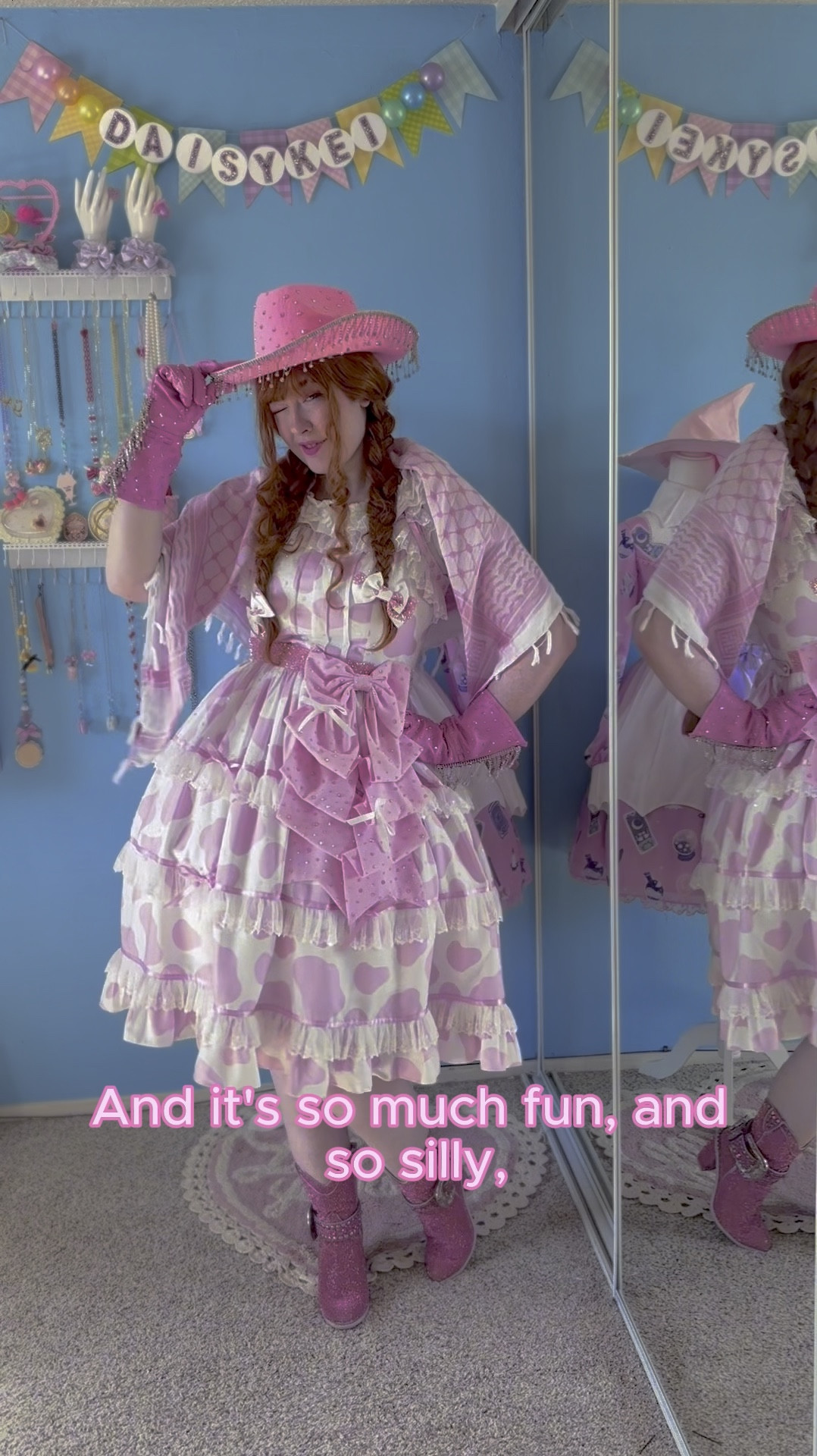 GOD, WHAT HAVE YOU DONE! YOU’RE A PINK PONY GIRL !!!

I started working on this coord, my cowboy nightmare, about a year ago! It’s delightful and silly, which I think is what makes it such a fun coord to wear. I’m not finished with it, no where near to be honest, but I had to include it in my series of looks! 

#LTKVideo #LTKHalloween #LTKSeasonal