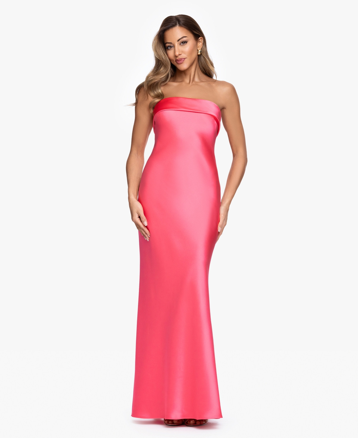 Xscape Women's Strapless Sleeveless Polyester Gown - Coral | Macy's