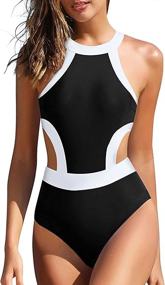 Holipick Women's One Piece Swimsuit Cutout High Neck Bathing Suits Tummy Control Swimwear for Tee... | Amazon (US)