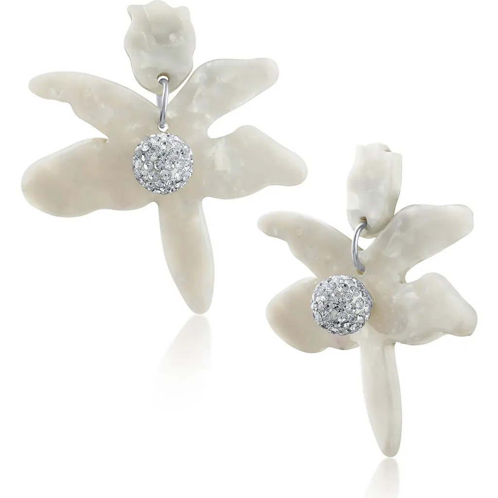 JARDIN Five Petal Modern Floral Drop Earrings (Nordstrom Exclusive) in White/Silver at Nordstrom Rack | Nordstrom Rack
