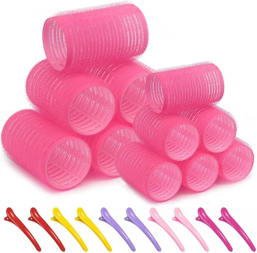 Self grip hair roller set,Hair roller set 12 pcs,Heatless hair curlers,Hair rollers for Long hair... | Amazon (US)