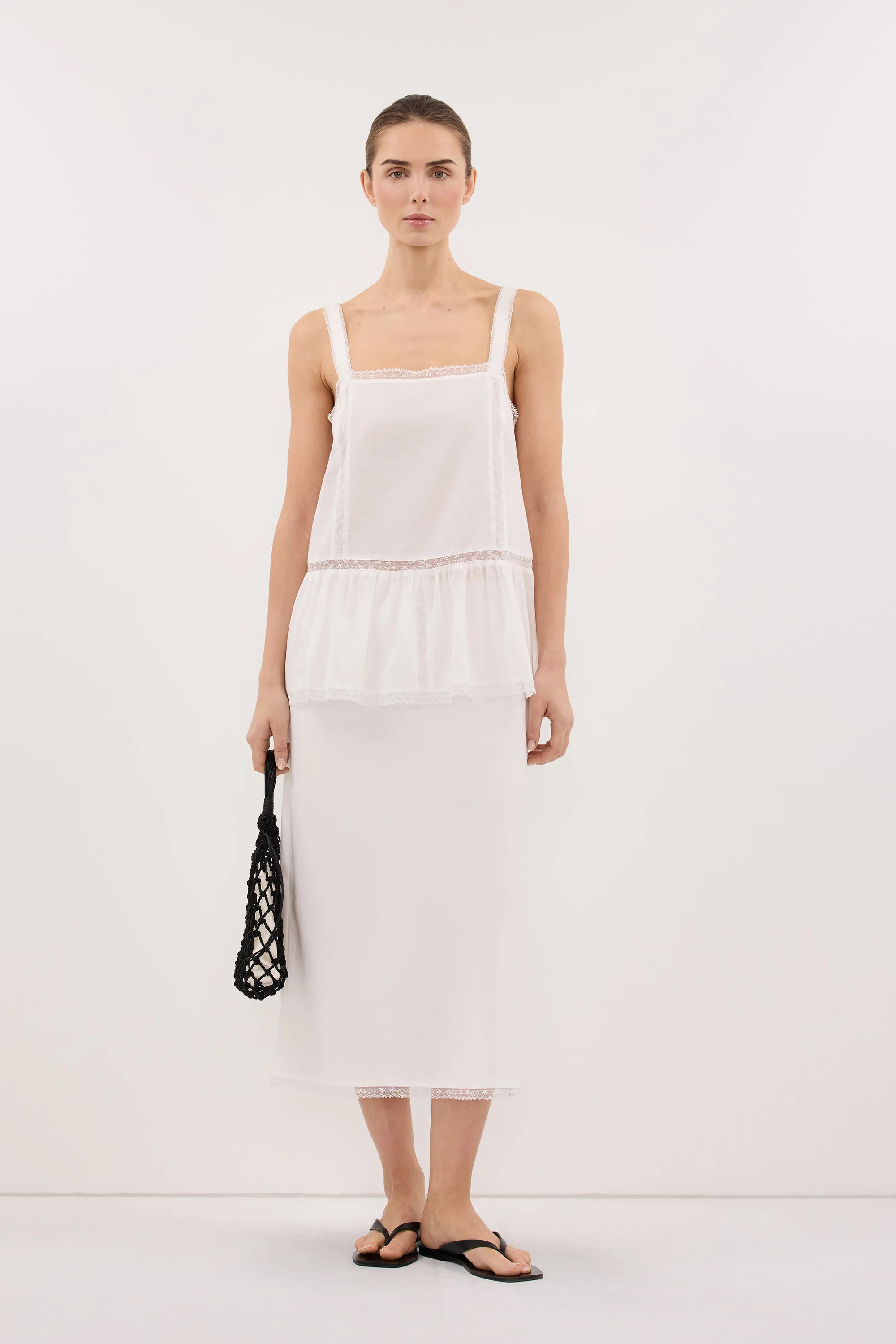 ROSIN WHITE KNEE LENGTH SKIRT | DISSH