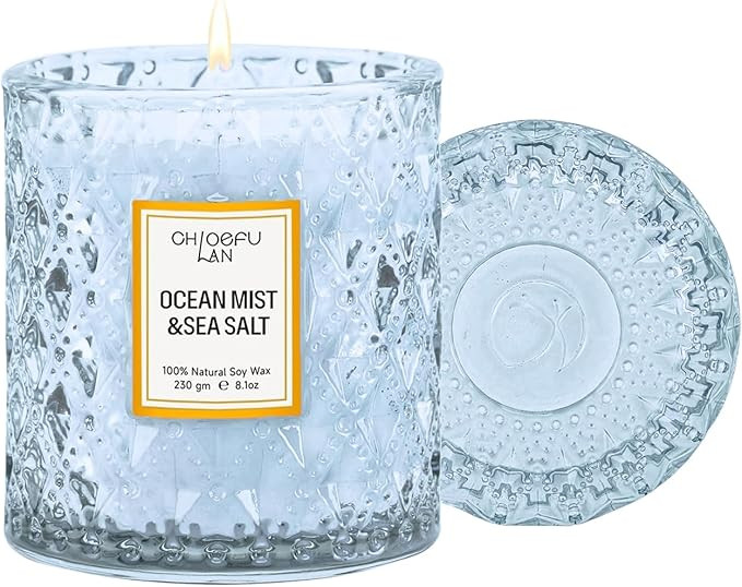Chloefu LAN Ocean Candles Sea and Salt Candle with up to 55 Hour Long Lasting, Highly Scented, Lu... | Amazon (US)