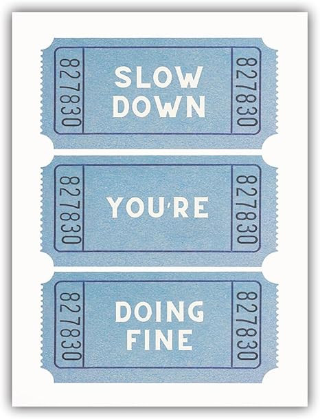 Retro Inspirational Quotes Poster Trendy Blue Daily Affirmation Wall Art Preppy Slow Down You’r... | Amazon (US)