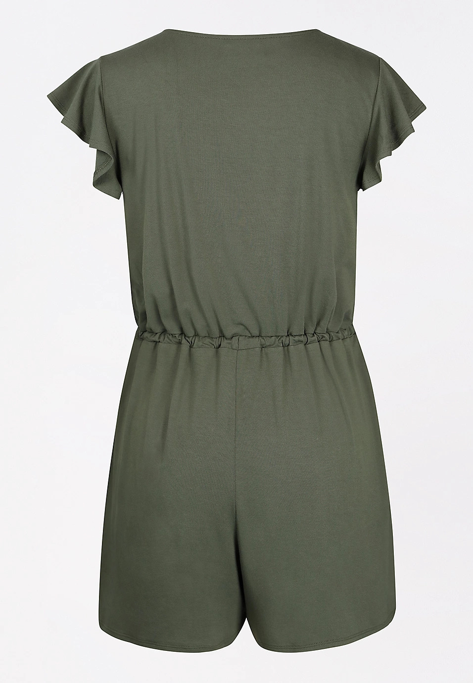 Olive V Neck Flutter Sleeve Romper | Maurices