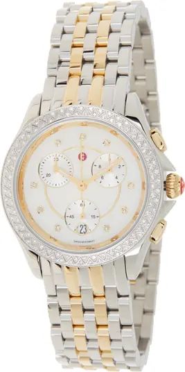 MICHELE Women's Belmore Chronoraph Diamond Embellished Bracelet Watch, 37mm - 0.34 ctw | Nordstro... | Nordstrom Rack
