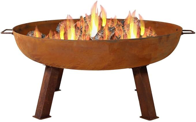 Sunnydaze Cast Iron Outdoor Fire Pit Bowl - 34 Inch Large Round Bonfire Wood Burning Patio & Back... | Amazon (US)