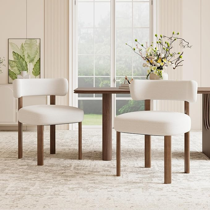 Wooden Dining Chairs Set of 2, Upholstered Kitchen Chairs with Solid Wood Legs, Mid Century Dinin... | Amazon (US)