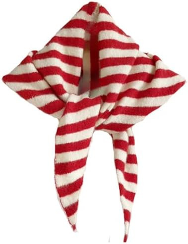 Knitted Triangle Scarf for Women Y2k Stripe Head Scarf Aesthetic Accessories Cottagecore Streetwe... | Amazon (US)