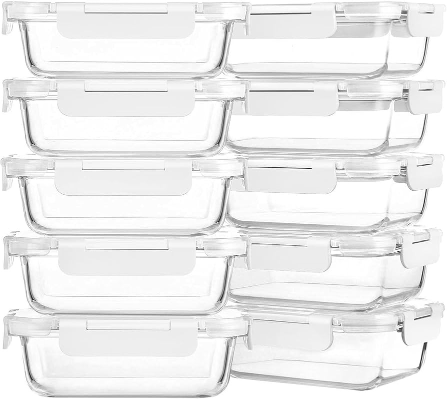 M MCIRCO [10-Pack,22 Oz Glass Meal Prep Containers,Glass Food Storage Containers with lids,Glass ... | Amazon (US)