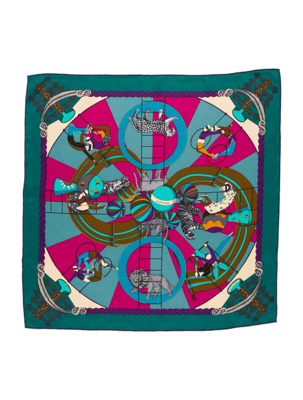 Hermès Circus Silk Scarf - Green Scarves and Shawls, Accessories - HER837084 | The RealReal | The RealReal