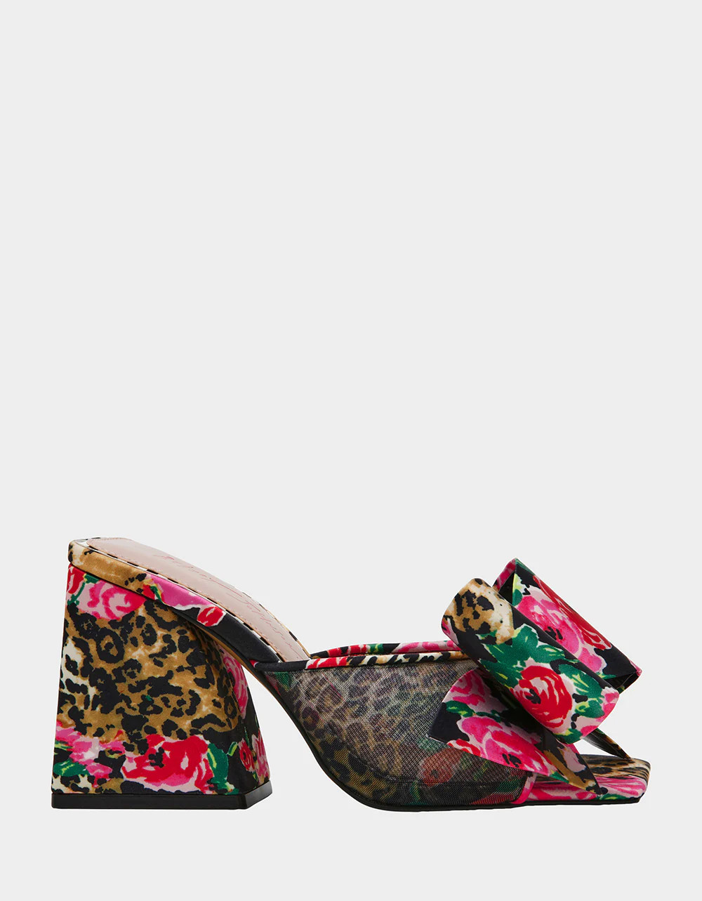 JORDN LEOPARD FLORAL Square-Toe Mule Block Heel | Women's Heels | Betsey Johnson