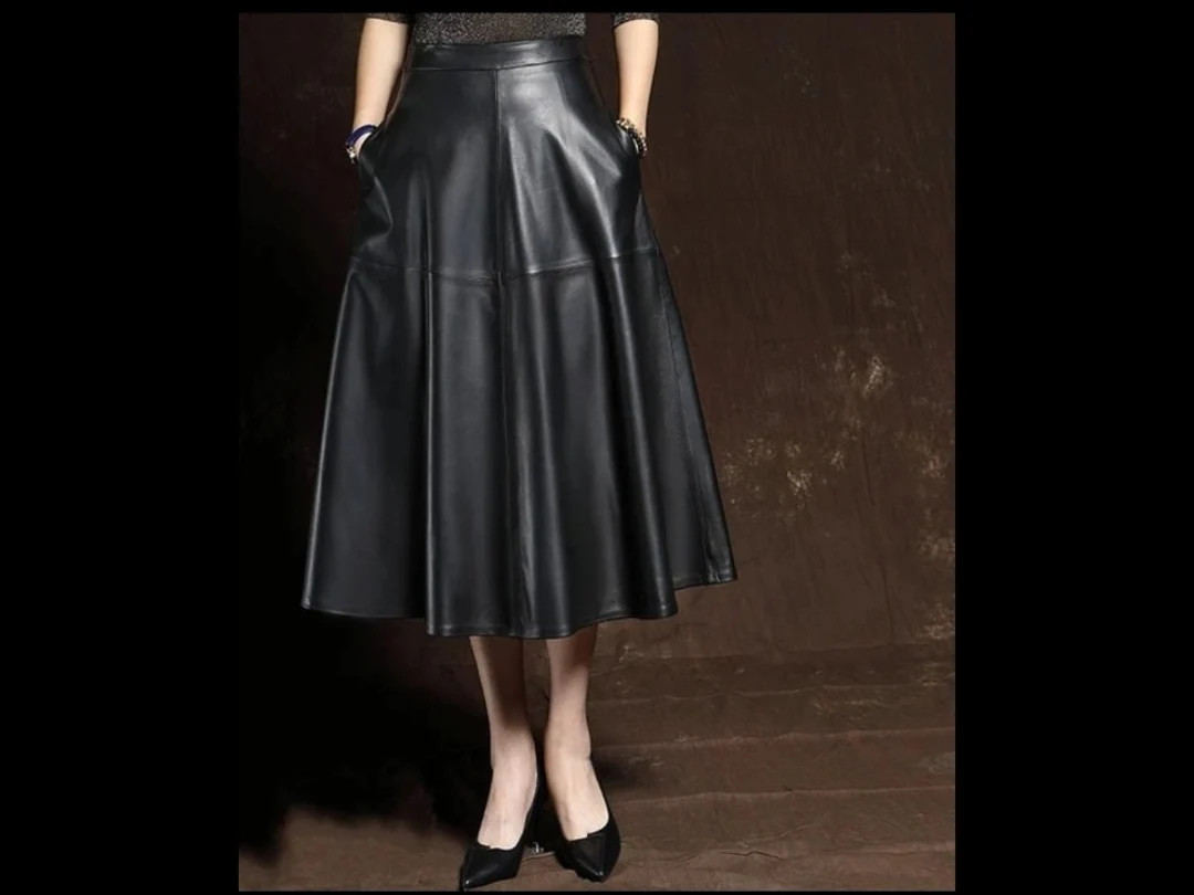 Handmade Women's Genuine Lambskin Leather Mid Skirt Outfit Leather Mid Skirt Vintage Leather Beau... | Etsy (US)