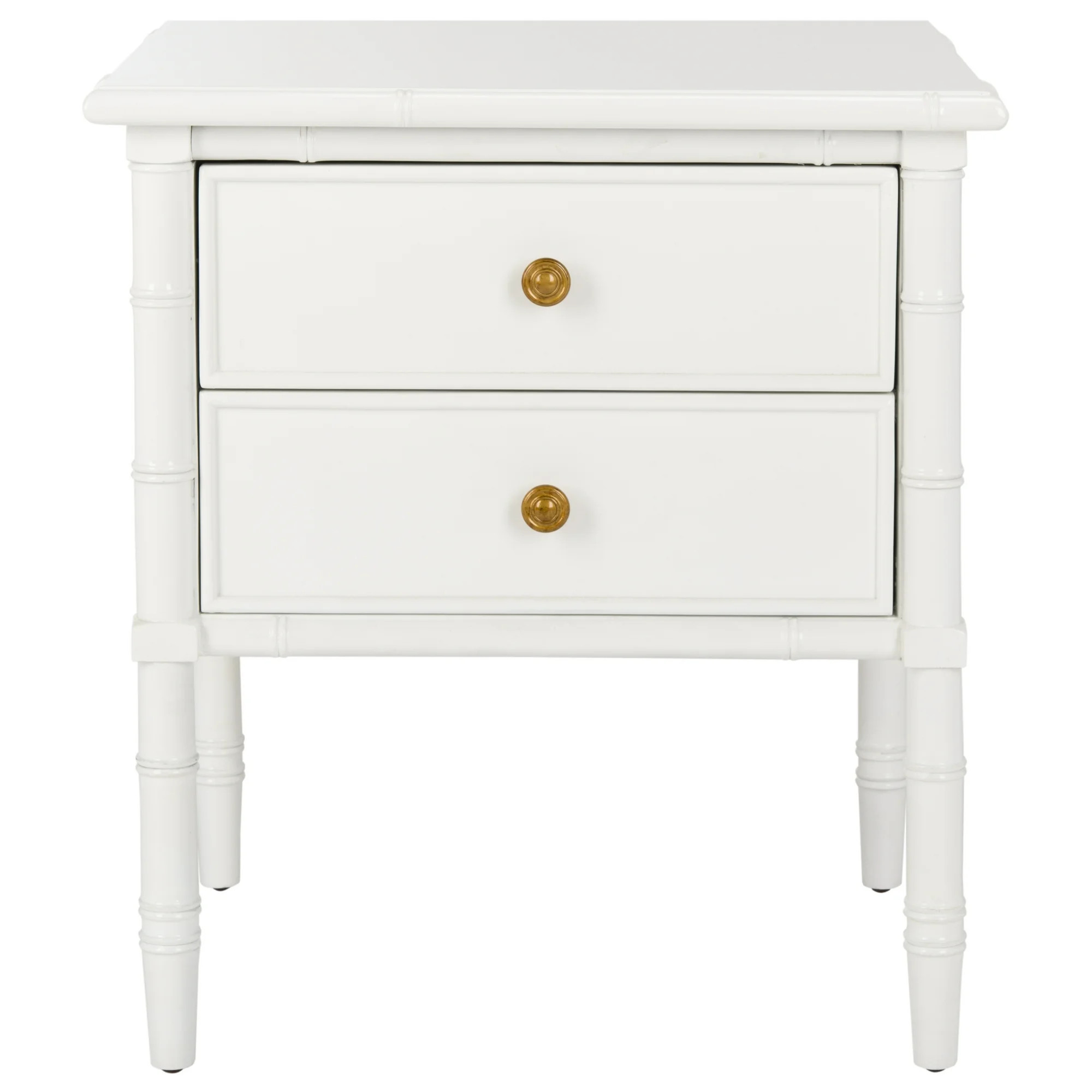 SAFAVIEH Mina Modern Coastal 2-Drawer 25" H Bamboo Nightstand White - Walmart.com | Walmart (US)