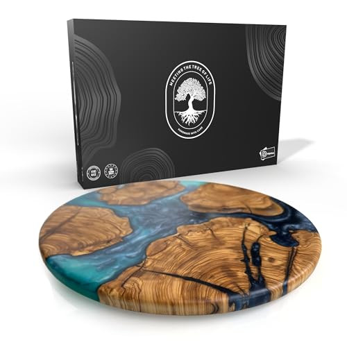 Handmade Olive Wood Round Cutting Board Resin Round Charcuterie Board, Epoxy Wood Cutting Board f... | Amazon (US)