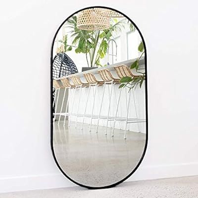 Oval Mirror, 35" x 20" Inches - Black Frame Mirror for Wall Decor - Explosion-Proof Distortion-Fr... | Amazon (US)