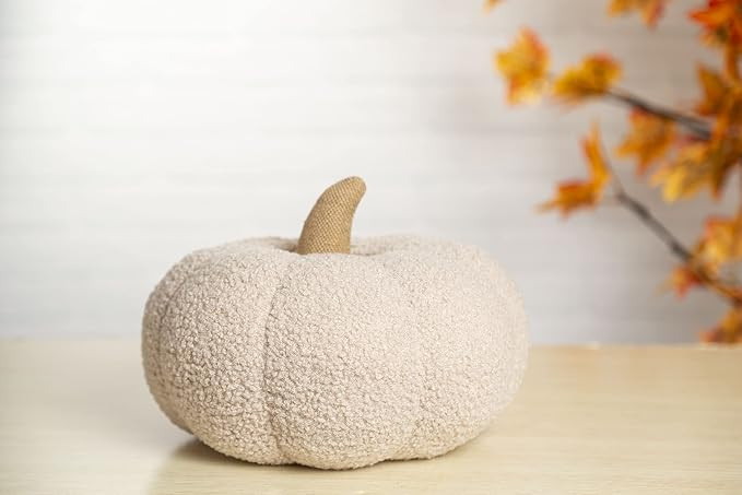 Pearhead Sherpa Pumpkin, Plush Stuffed Halloween Home Decorations, Modern Fall Home Decor, 6.5" x... | Amazon (US)