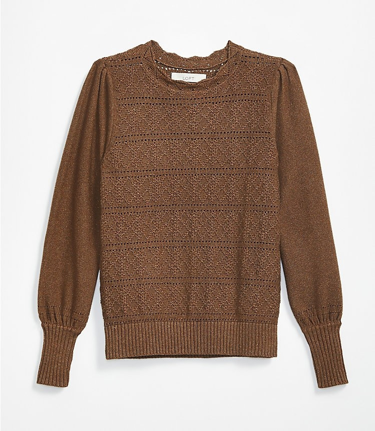 Shimmer Pointelle Sweater | LOFT