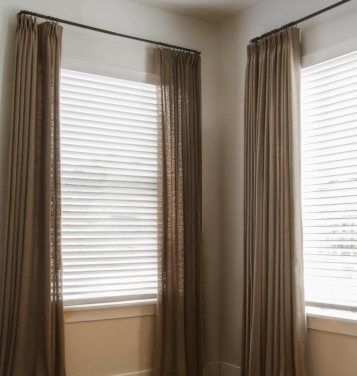 Pinch Pleated Curtains 63 Inches Long,Unlined Room Darkening Drapes for Living Room,Lille Linen P... | Amazon (US)