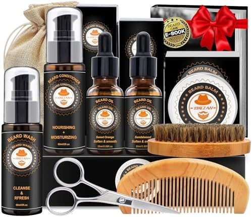 XIKEZAN Beard Kit for Men Care w/Beard Conditioner, Wash, Oil, Balm, Brush, Comb,Birthday Fathers... | Amazon (US)