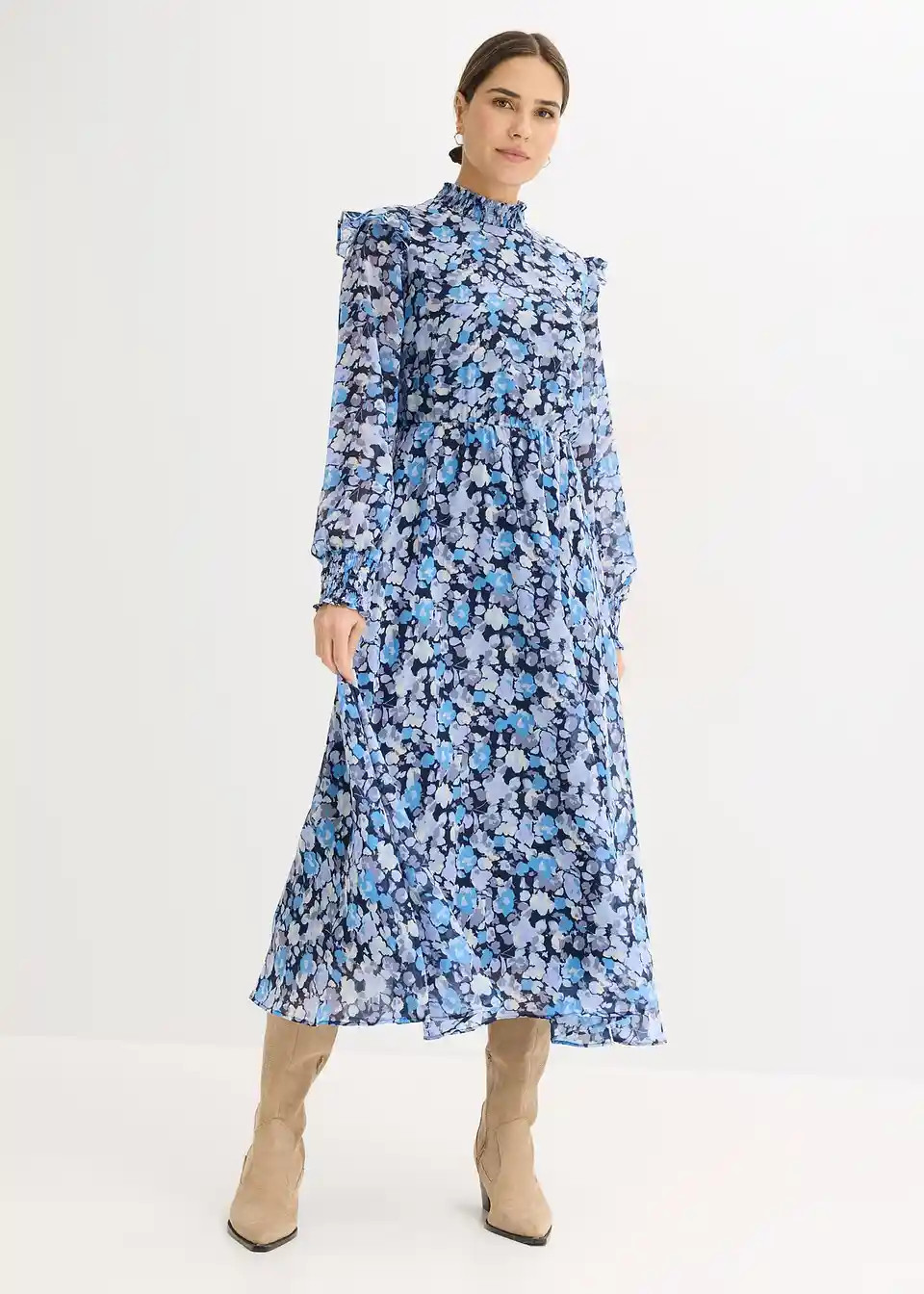 Chiffonkleid mit Stehkragen | Bonprix DE