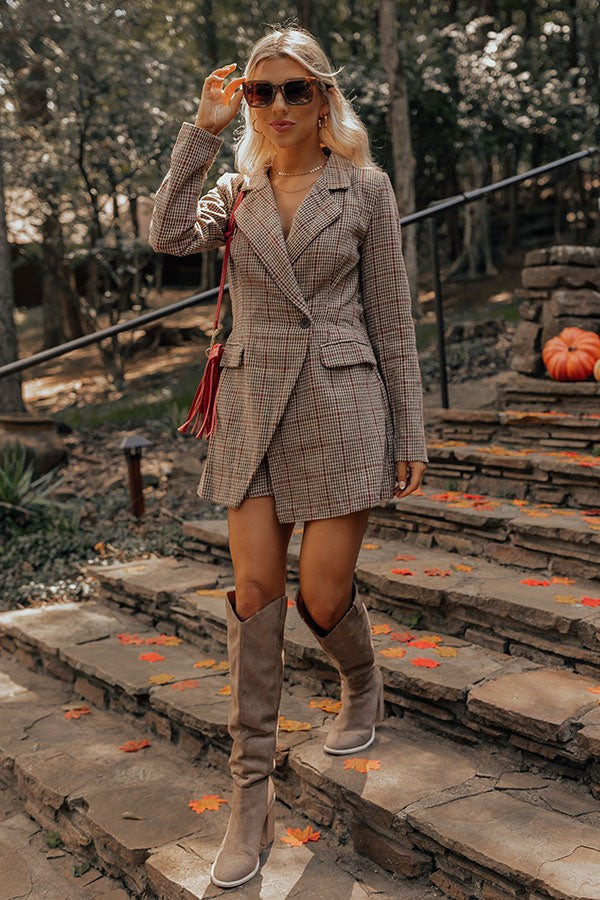 Front Row At Fashion Week Houndstooth Romper In Brown | Impressions Online Boutique