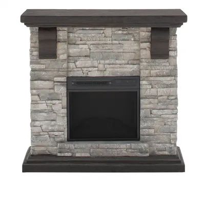 Highland 40 in. Media Console Electric Fireplace TV Stand in Faux Stone Gray | The Home Depot