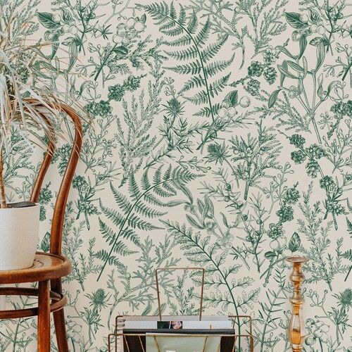 Botanical Fern Wallpaperpeel&stick and Traditional Wallpaper | Etsy | Etsy (US)