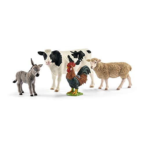 Schleich Farm Animals 4-Piece Set for Toddlers and Kids Ages 3+ with Donkey, Cow, Rooster & Sheep... | Amazon (US)