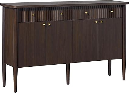 Walker Edison Samantha Modern Fluted Wood Buffet Sideboard with Storage 58 Inch, Dark Brown Oak | Amazon (US)