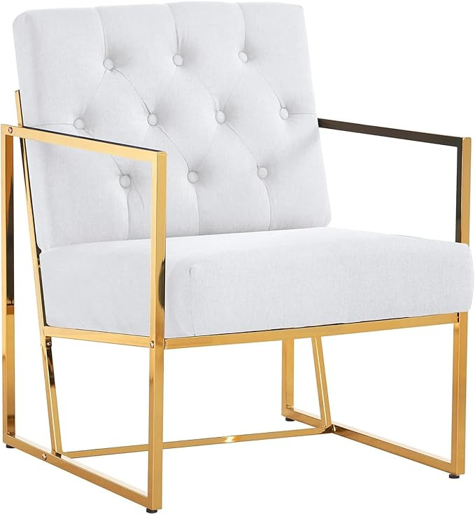 Accent Chair - Living Room Chairs Upholstered Soft Comfortable Oversized Armchair Classic Metal F... | Amazon (US)