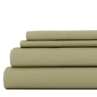 Becky Cameron 4-Piece Sage Solid Microfiber Queen Sheet Set IEH-4PC-QUEEN-SA - The Home Depot | The Home Depot