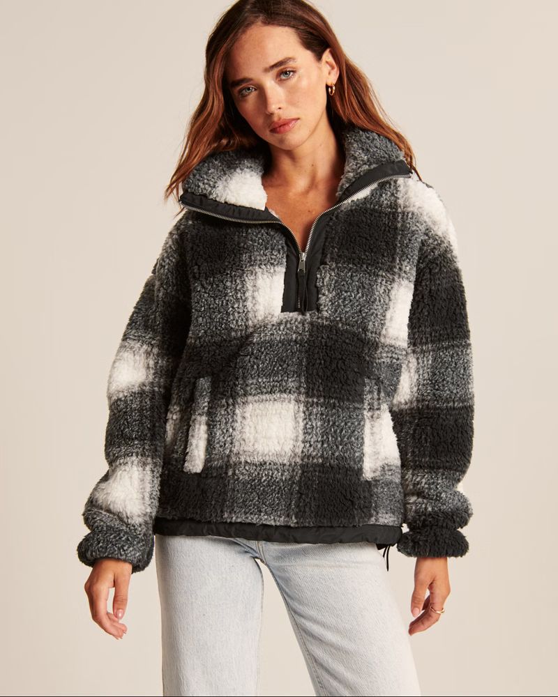 Cinched Cocoon Sherpa Half-Zip | Abercrombie & Fitch (US)