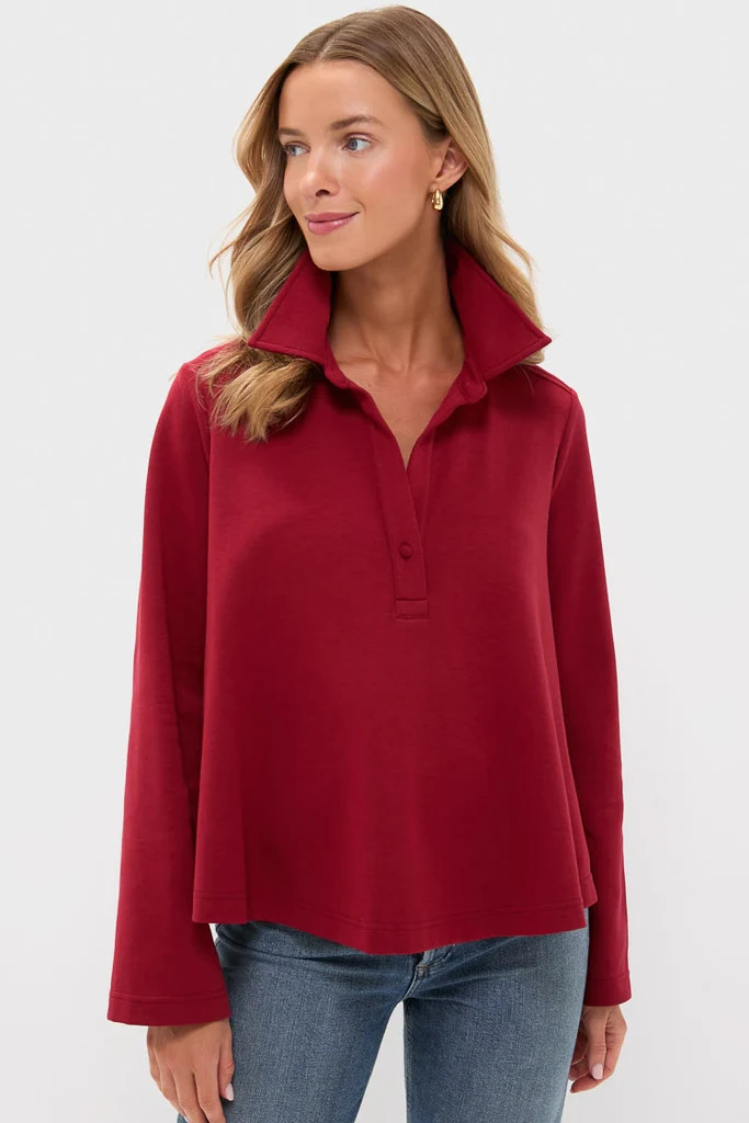 Red Carlyn Long Sleeve Polo | Tuckernuck (US)