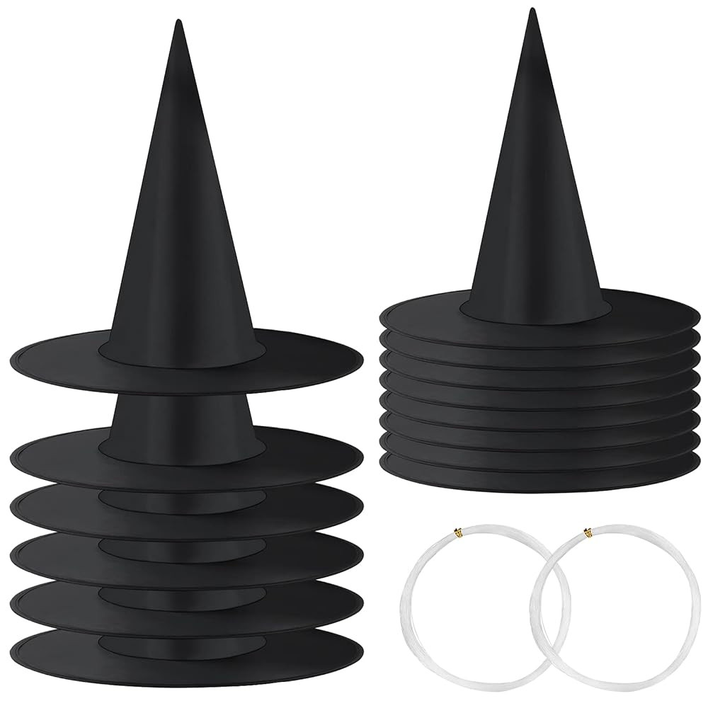 14 Pack Halloween Witch Hat Hanging Witch Hats Halloween Black Witch Hats with 200 Feet Hanging R... | Amazon (CA)
